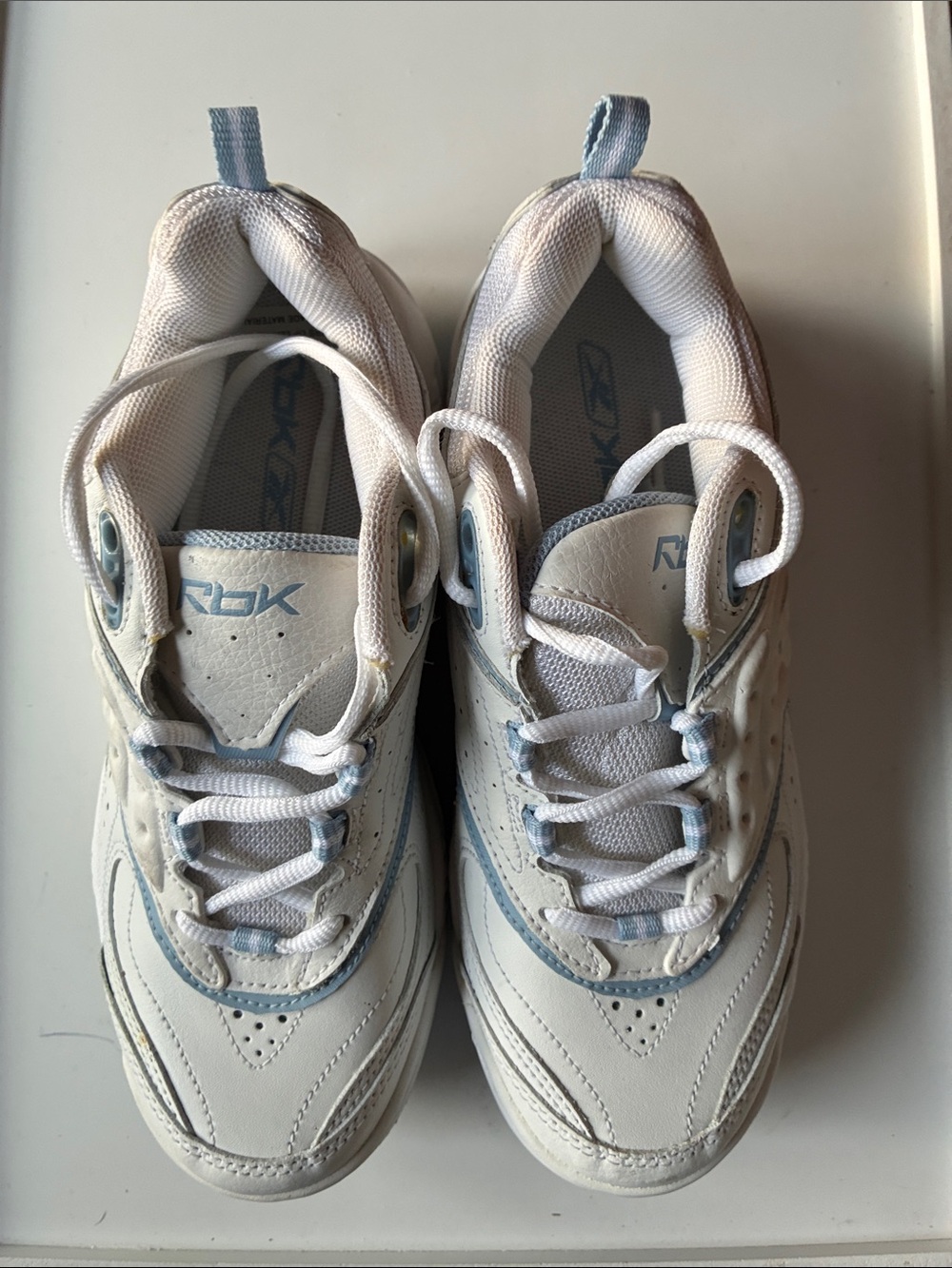 Reebok adults White and Light Blue Lace-Up Sneakers